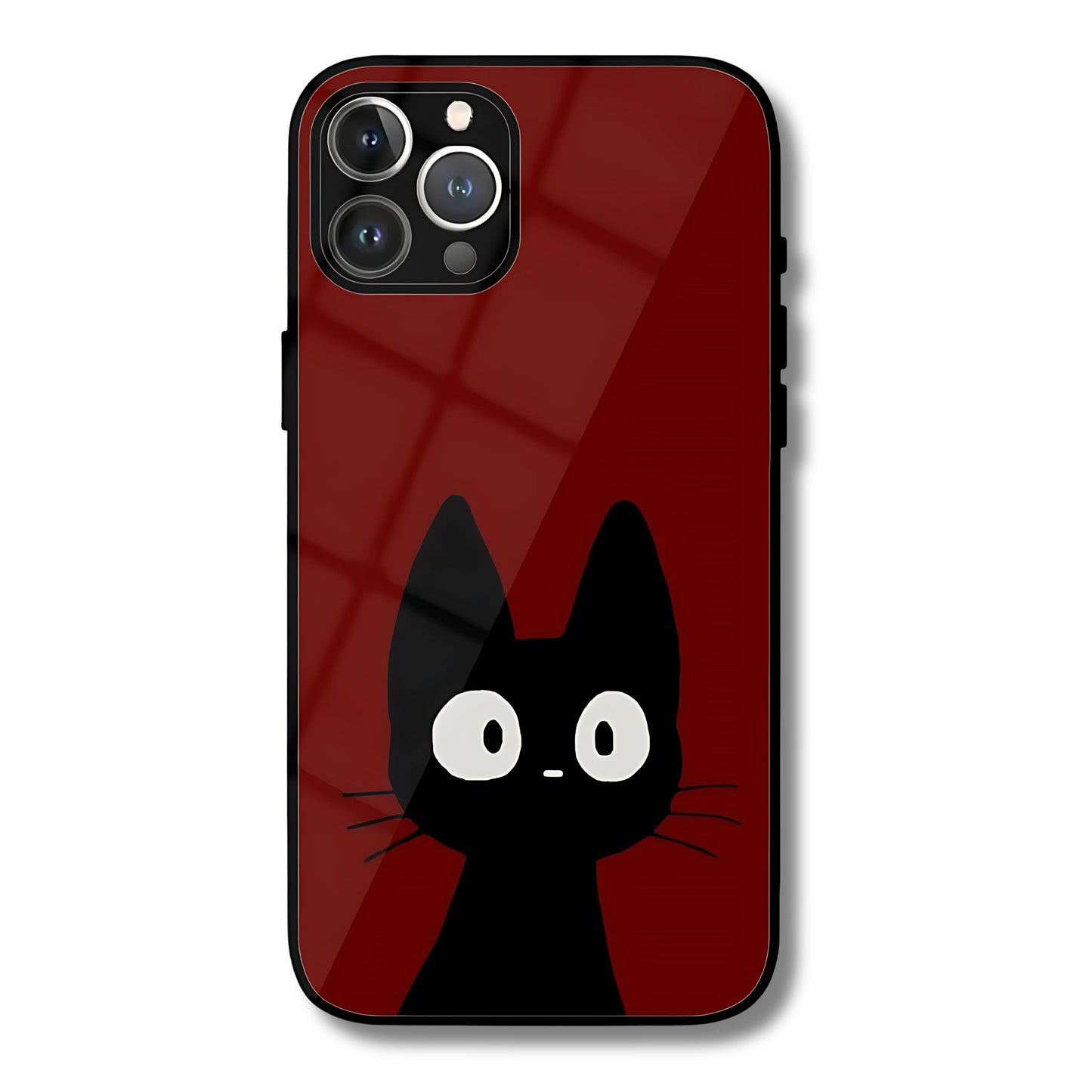 Black Cat Eyes Metal Glass Phone Cover