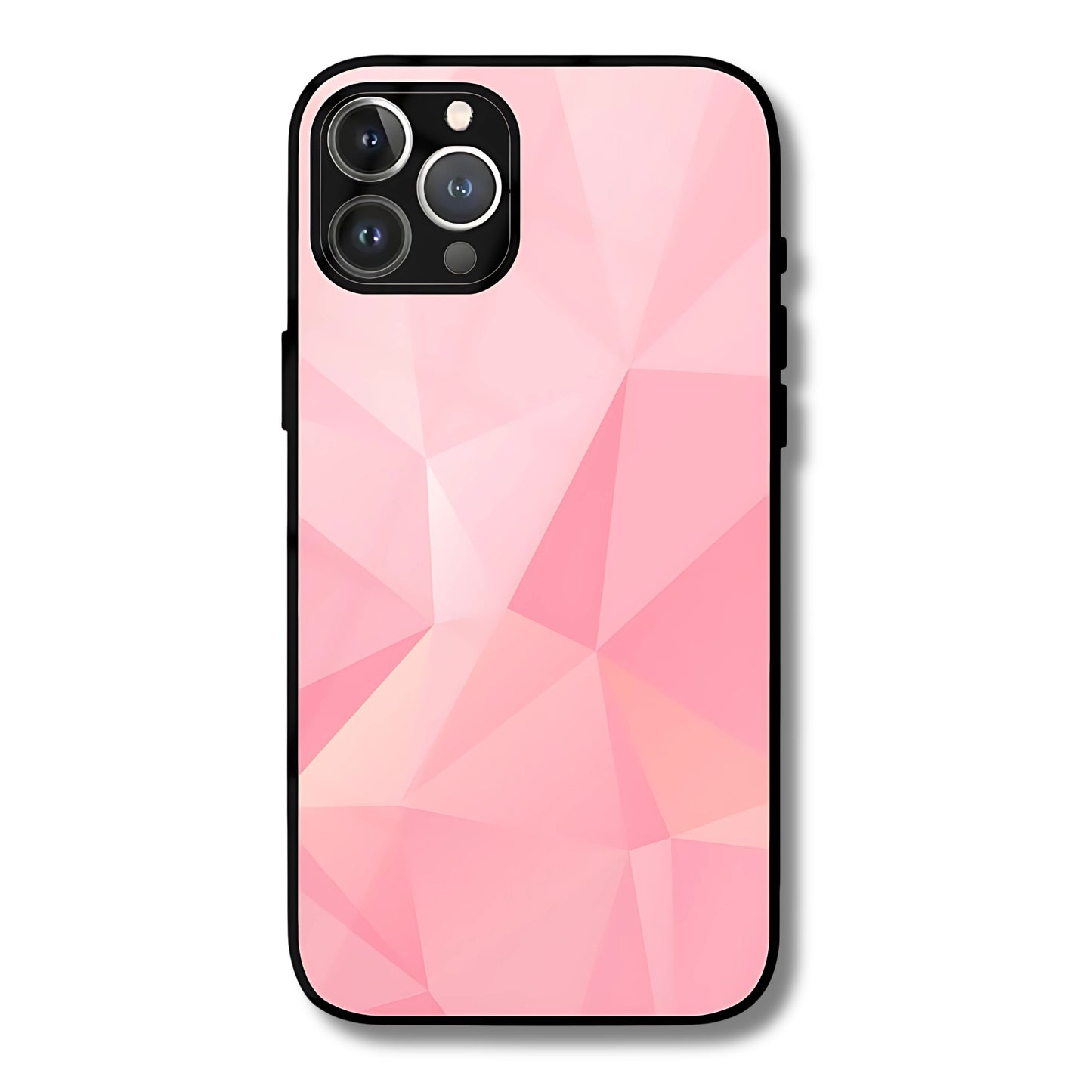 Pink Crystal Metal Glass Phone Cover