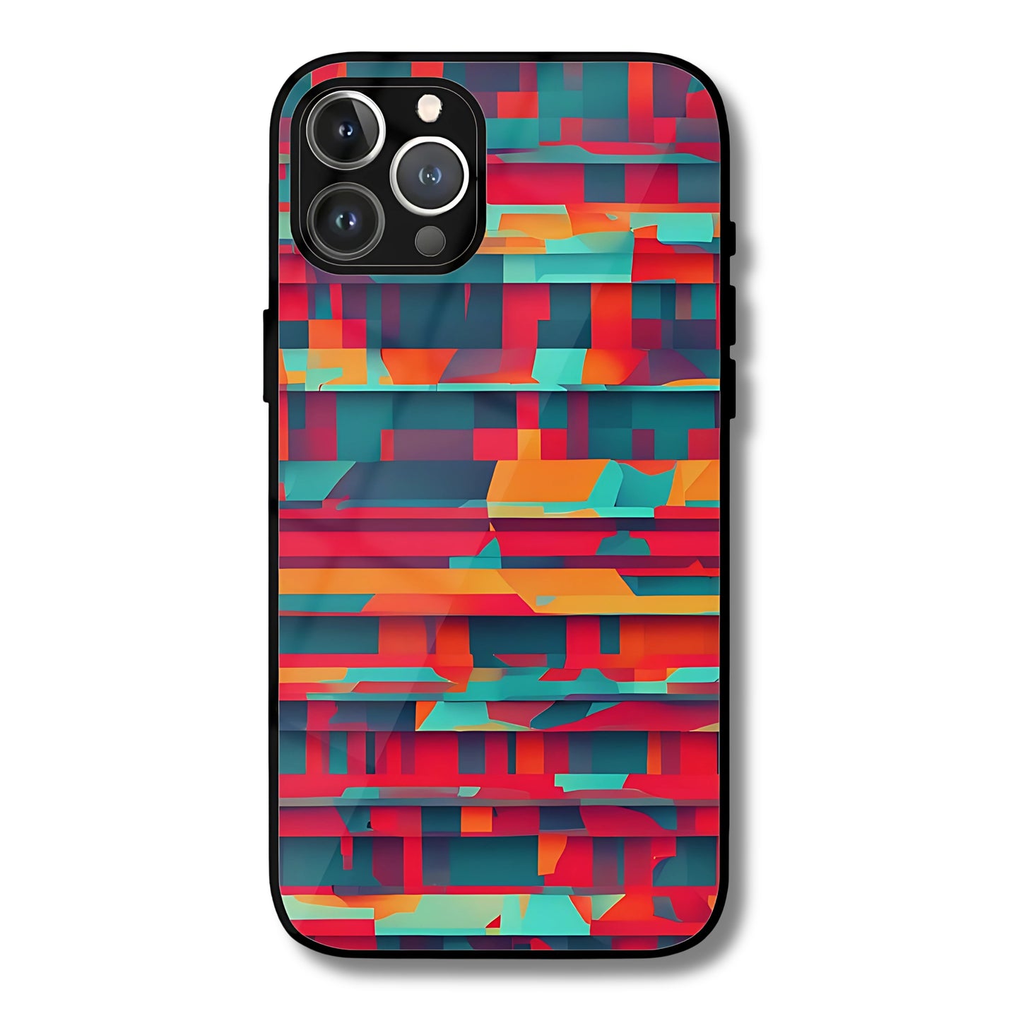 Digital Glitch Metal Glass Phone Cover