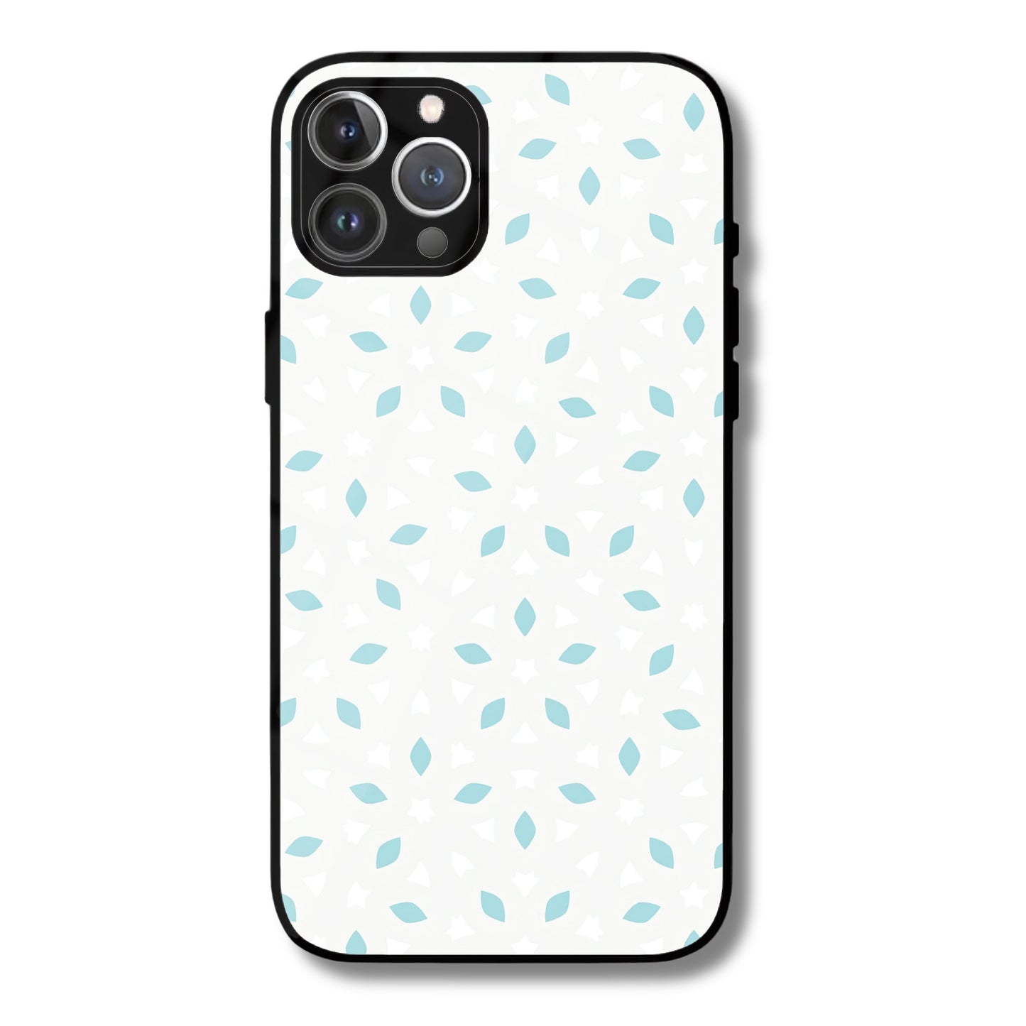 Aqua Florals Metal Glass Phone Cover