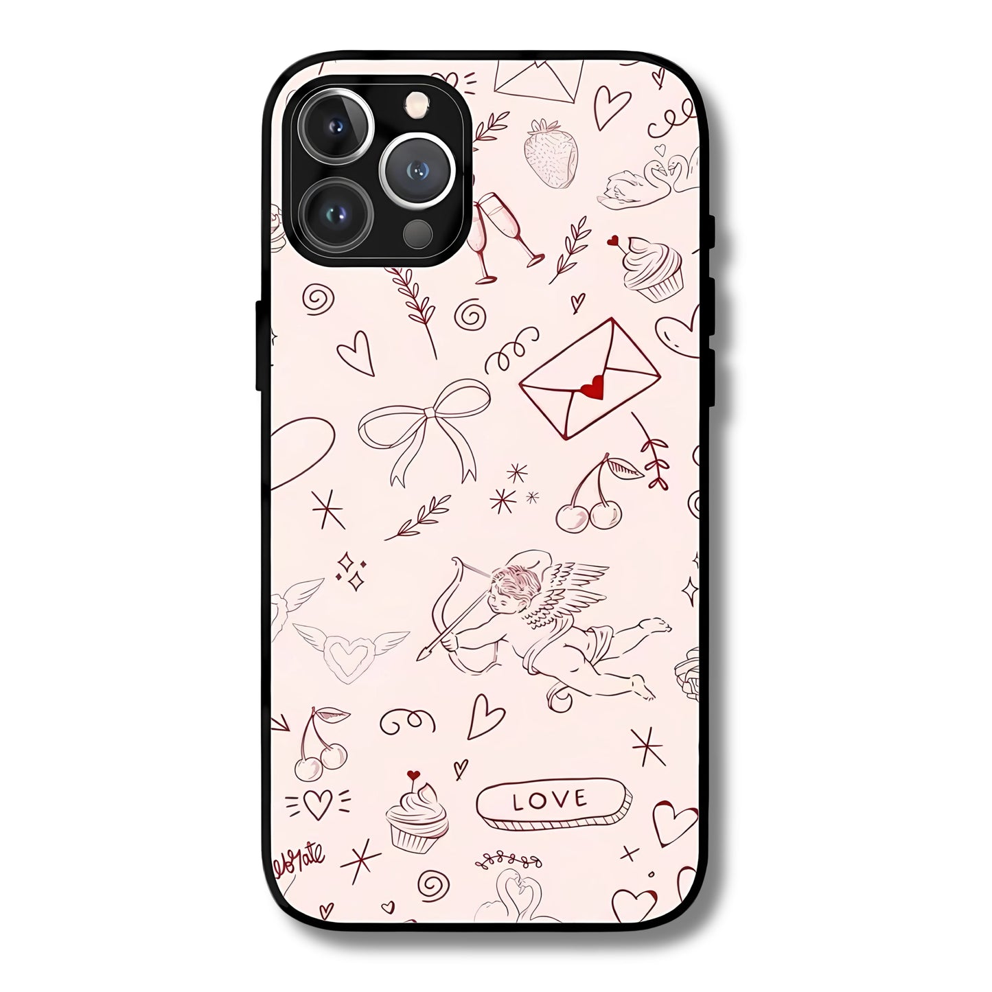 Romantic Sketch Art Metal Glass Phone Cover