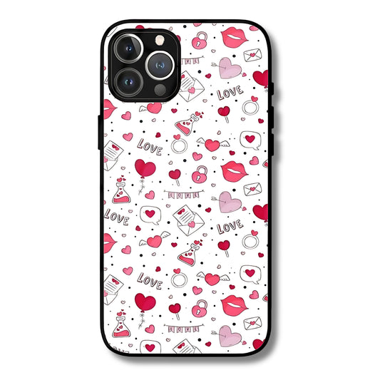 Love Doodles Aesthetic Metal Glass Phone Cover