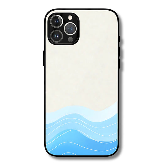 Wavy Blue Aesthetic Metal Glass Phone Cover