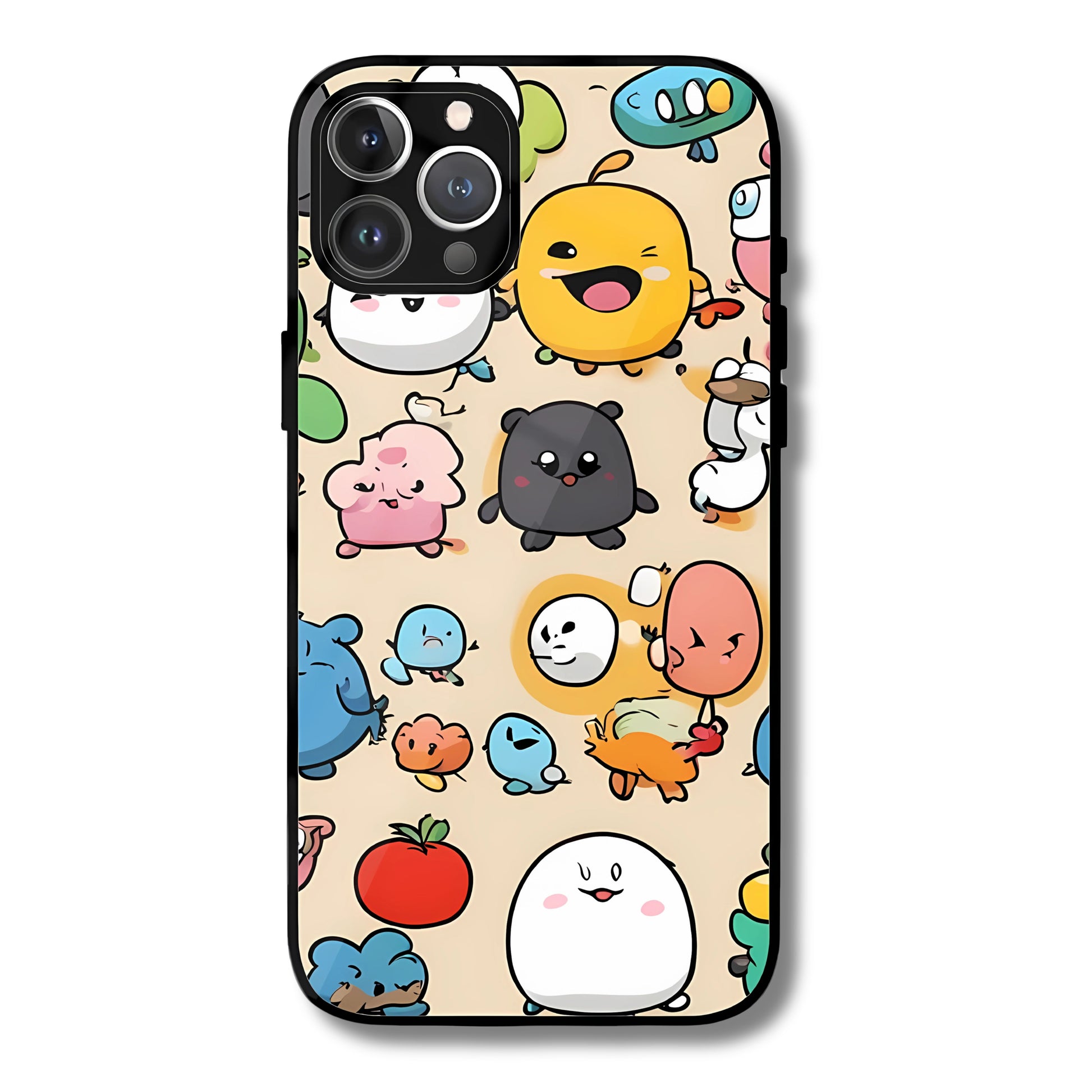 Cute Cartoon Characters Metal Glass Phone Cover