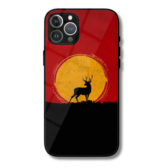 Sunset Stag Metal Glass Phone Cover