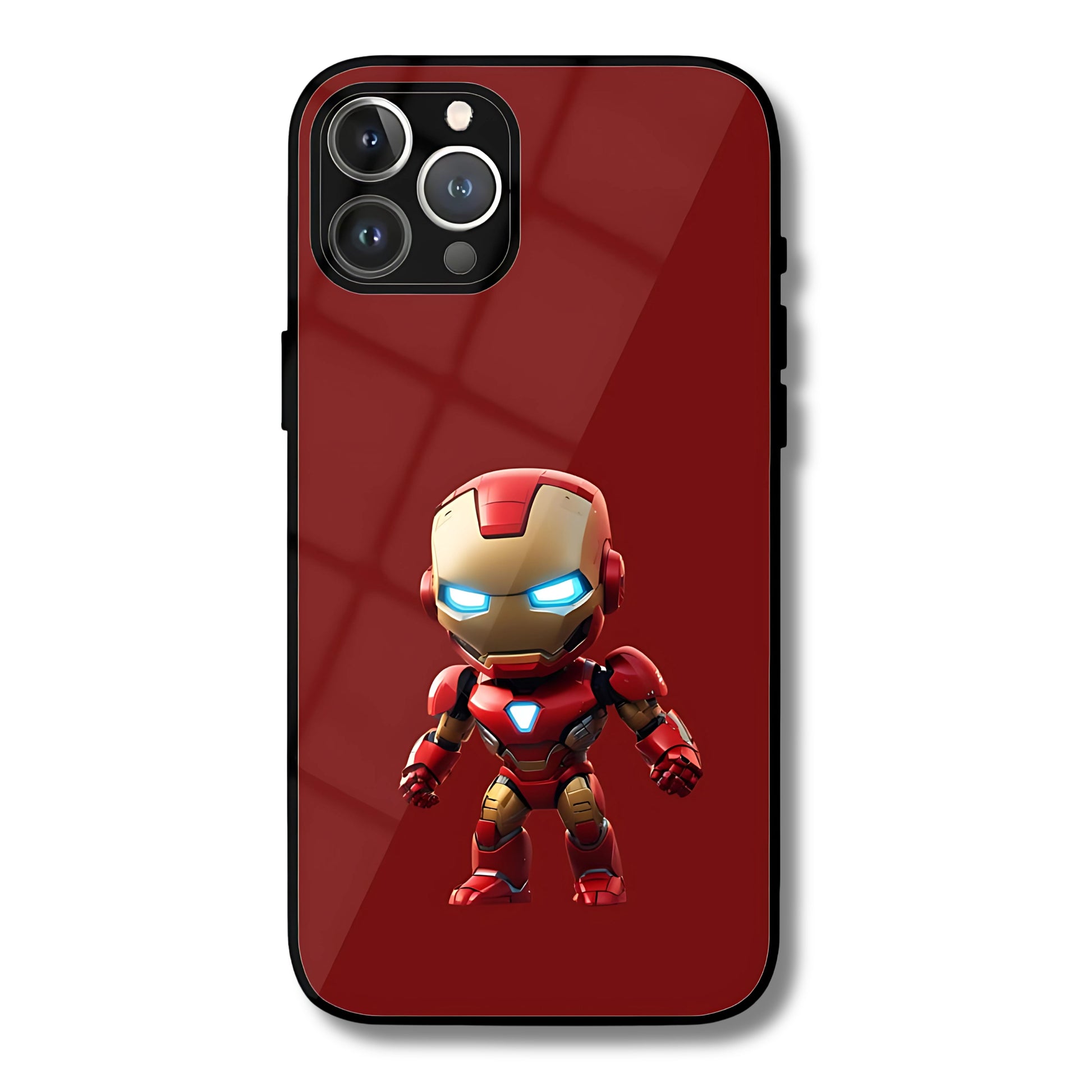 Mini Iron Man Metal Glass Phone Cover