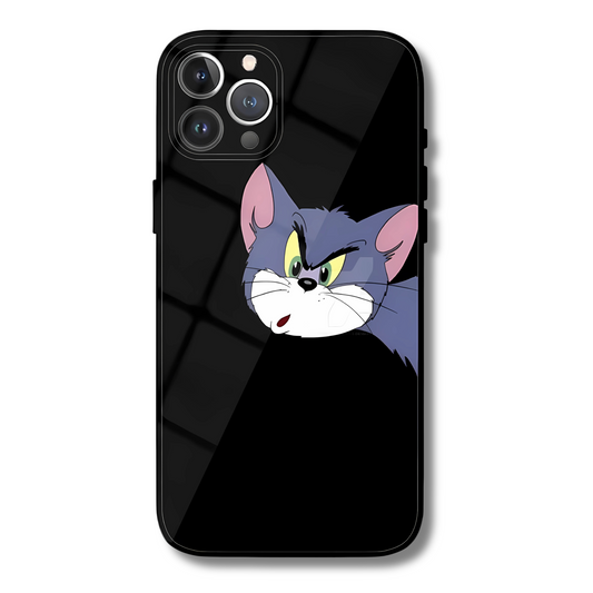 Tom Peeking Cartoon Style Metal Glass Phone Cover