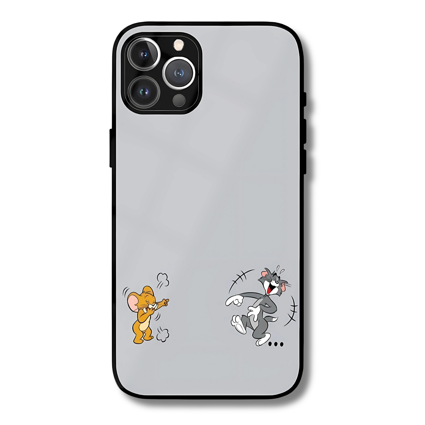 Phone case with cartoon characters Tom & Jerry on a light gray background
