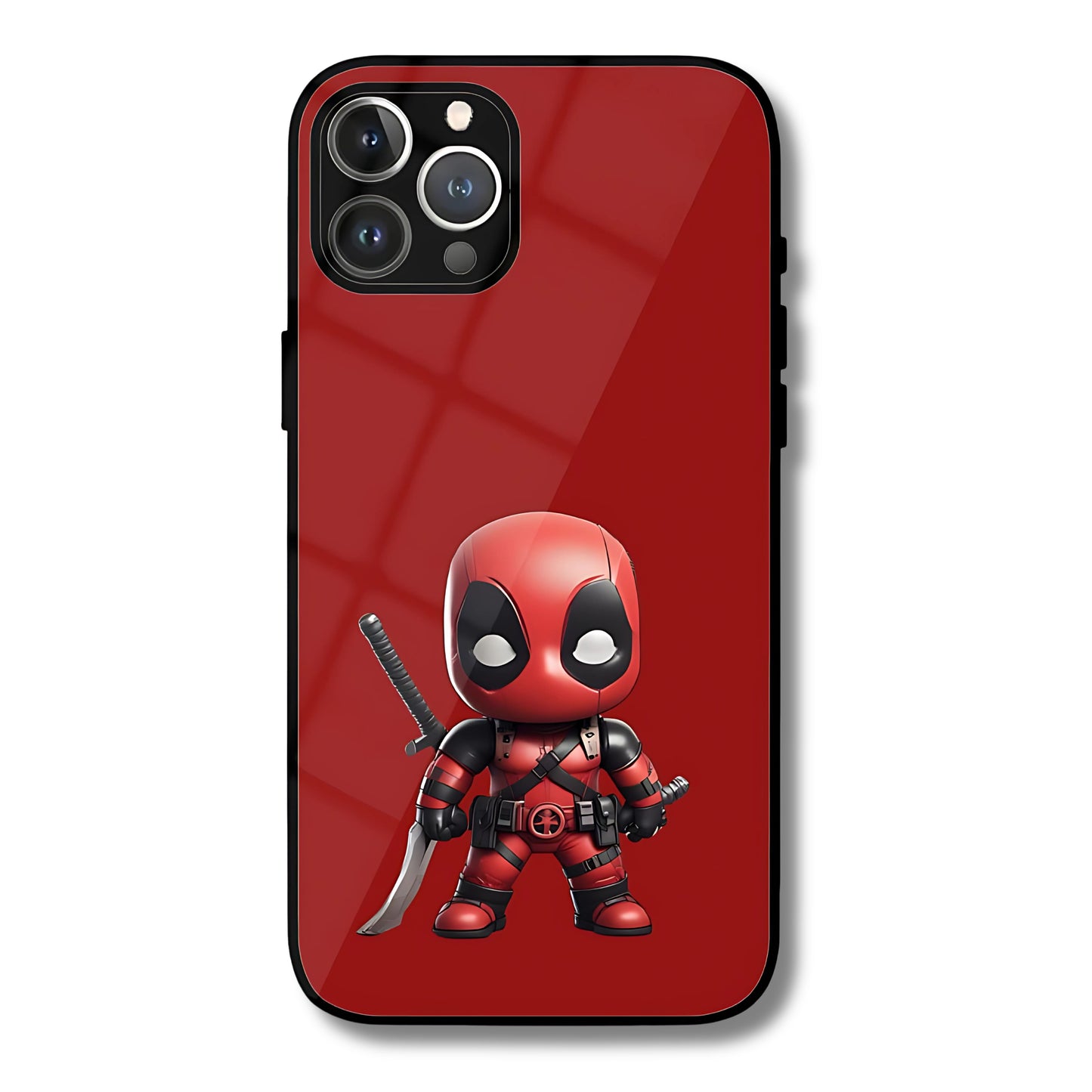 Mini Deadpool Hero Metal Glass Phone Cover