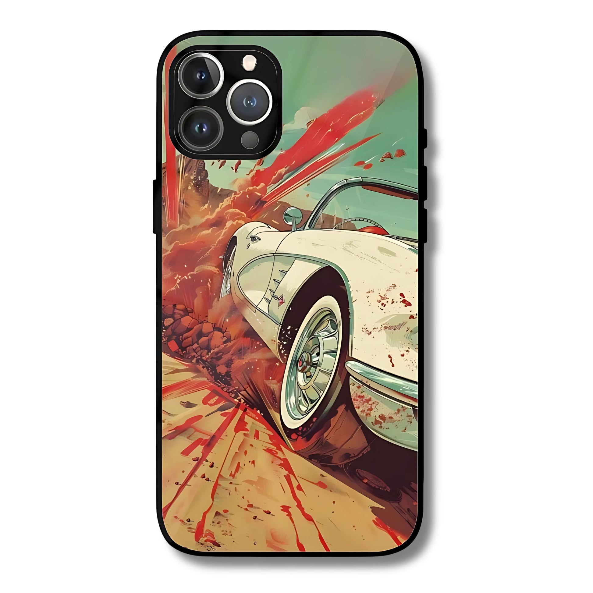 Car Drift Metal Glass Phone Cover
