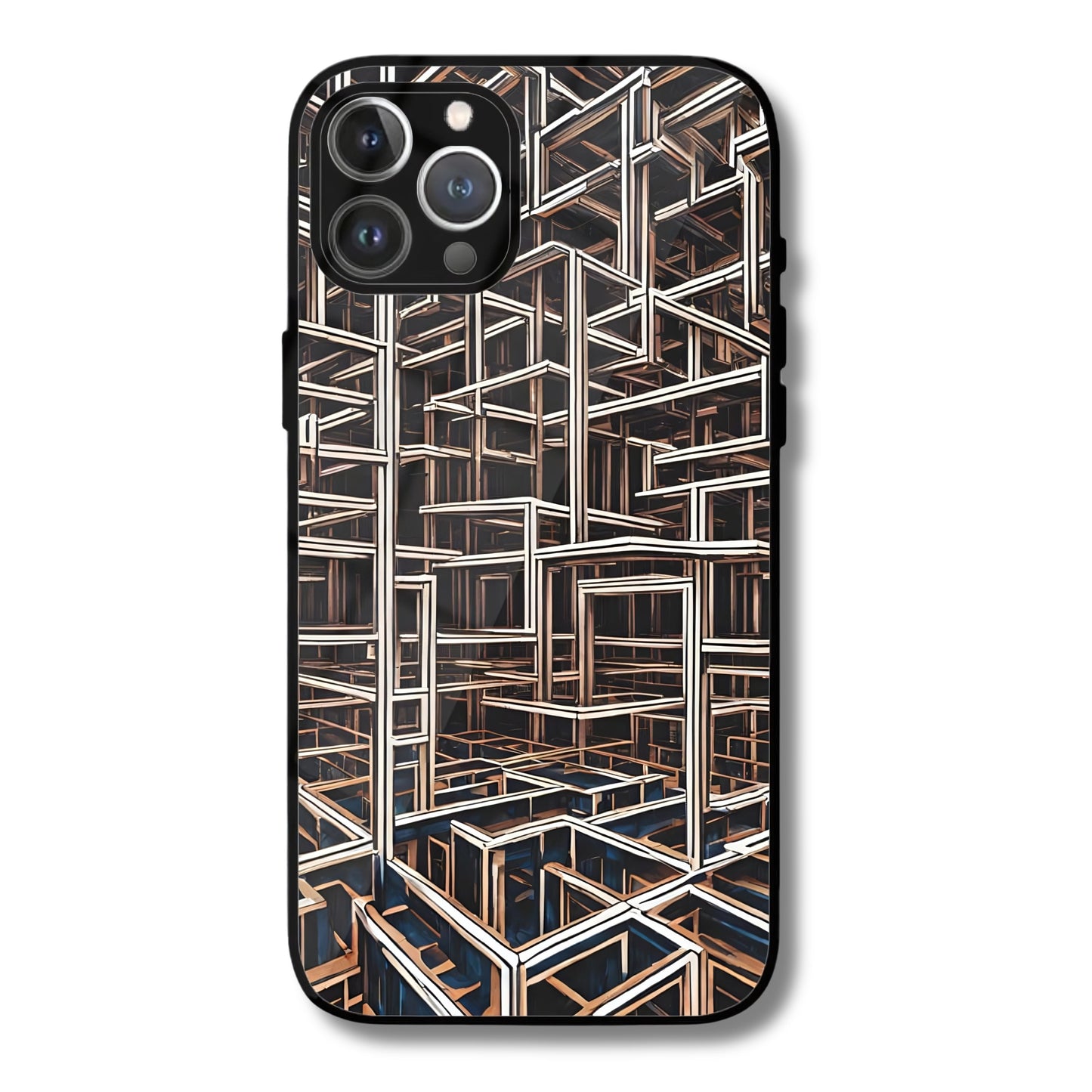Cyber Grid Metal Glass Phone Cover