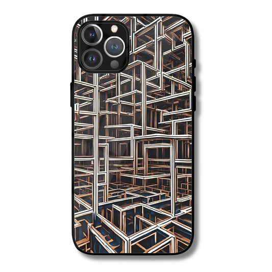 Cyber Grid Metal Glass Phone Cover