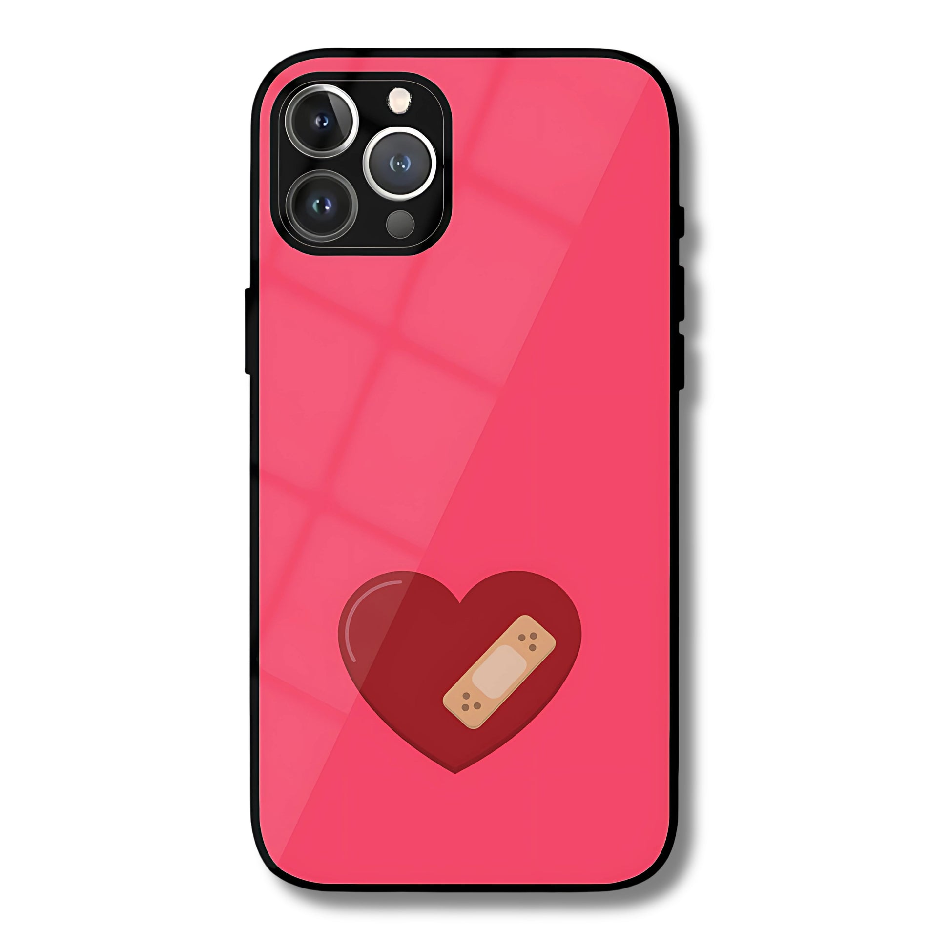 Heart Patch Metal Glass Phone Cover