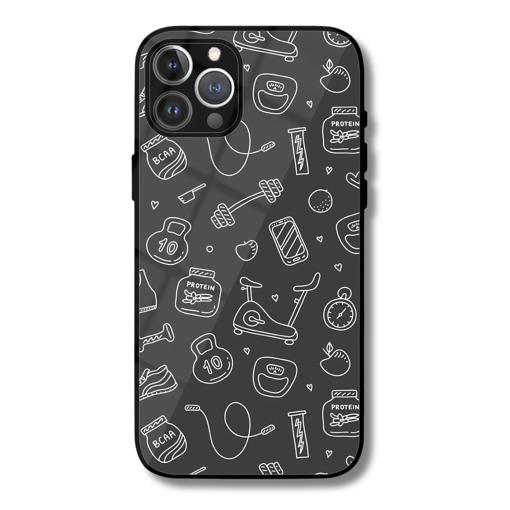 Gym Doodles Metal Glass Phone Cover