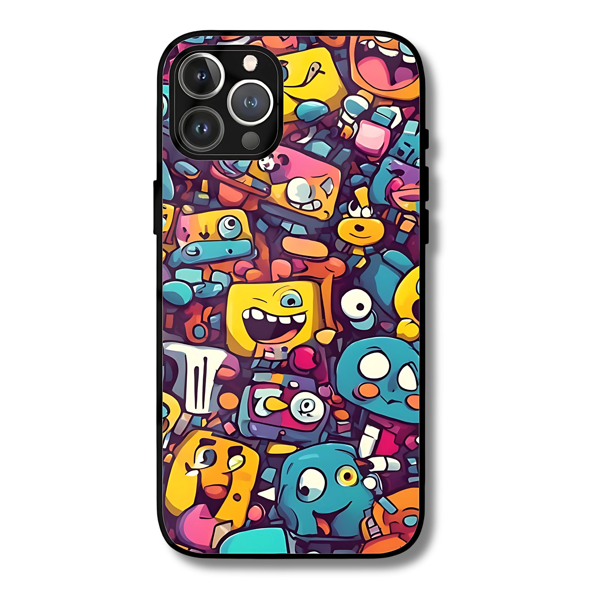 Cartoon Chaos Metal Glass Phone Cover