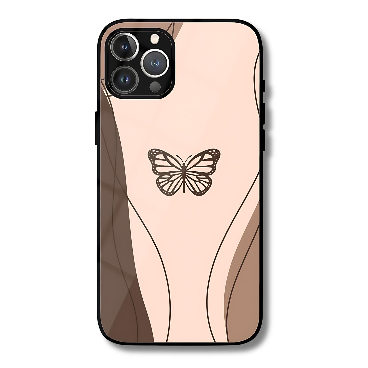 Soft Butterfly Metal Glass Phone Cover