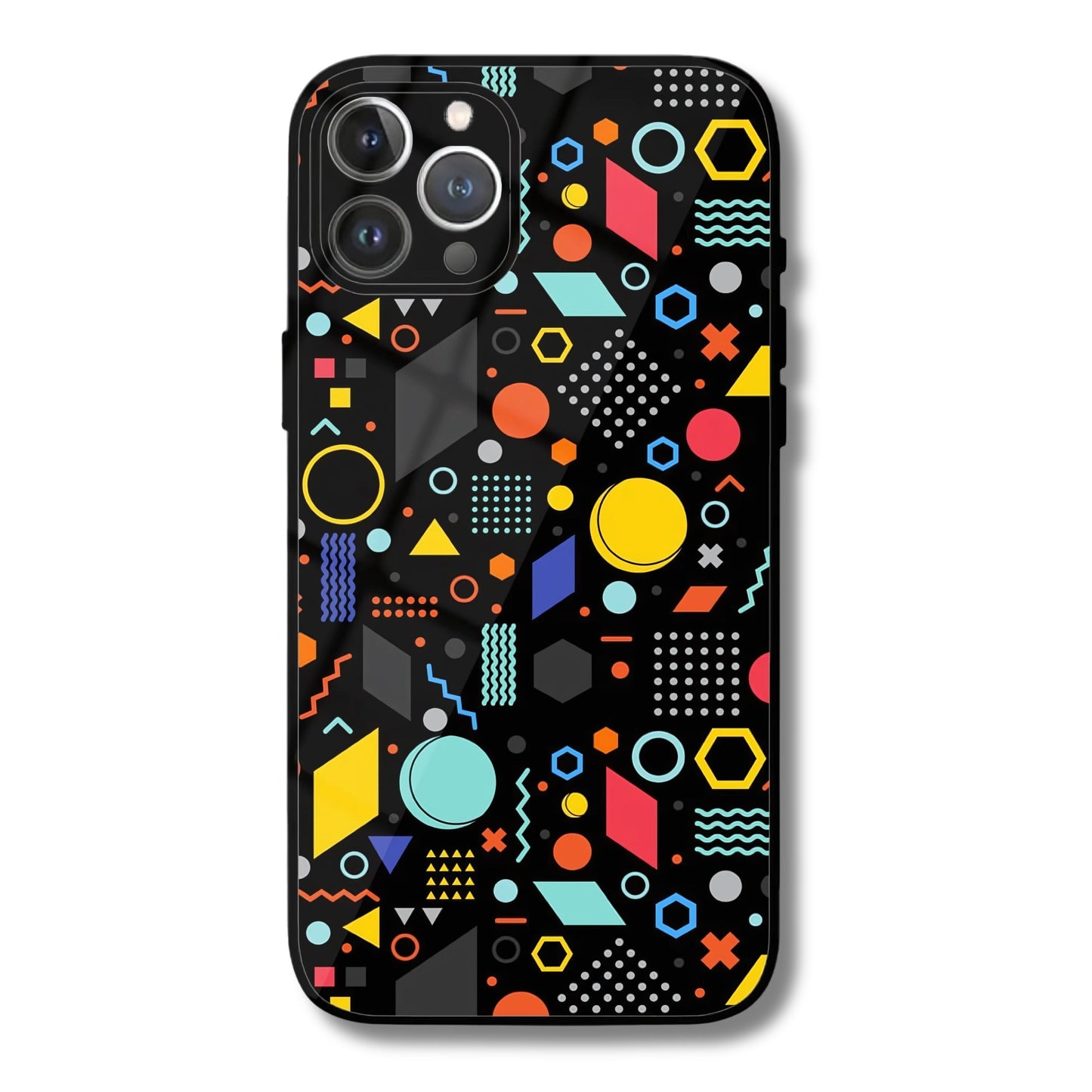 Neon Geometrics Metal Glass Phone Cover