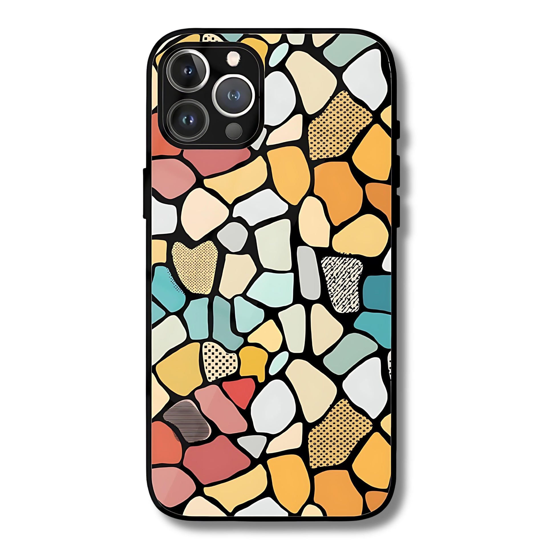 Pebble Mosaic Metal Glass Phone Cover