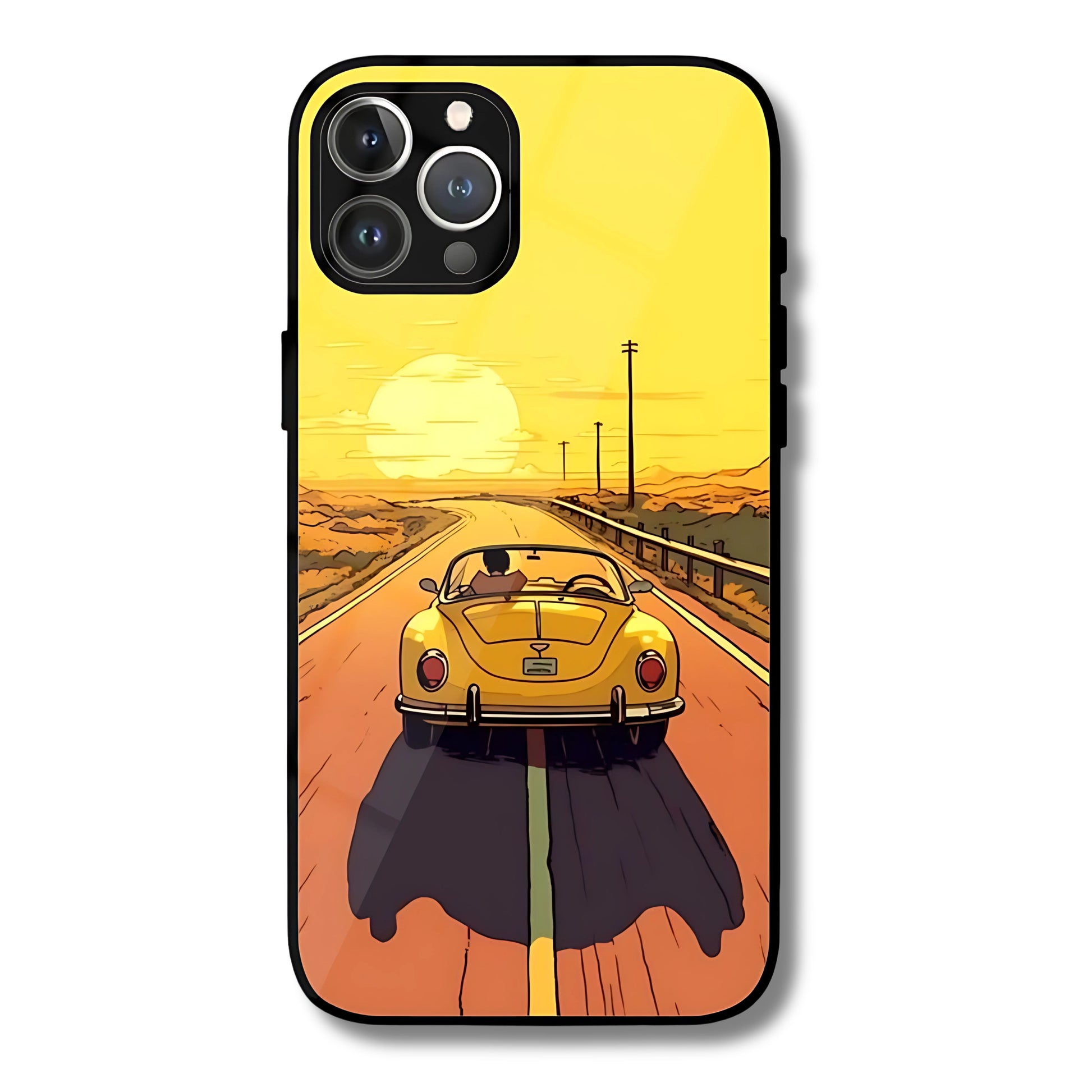 Sunset Drive Metal Glass Phone Cover